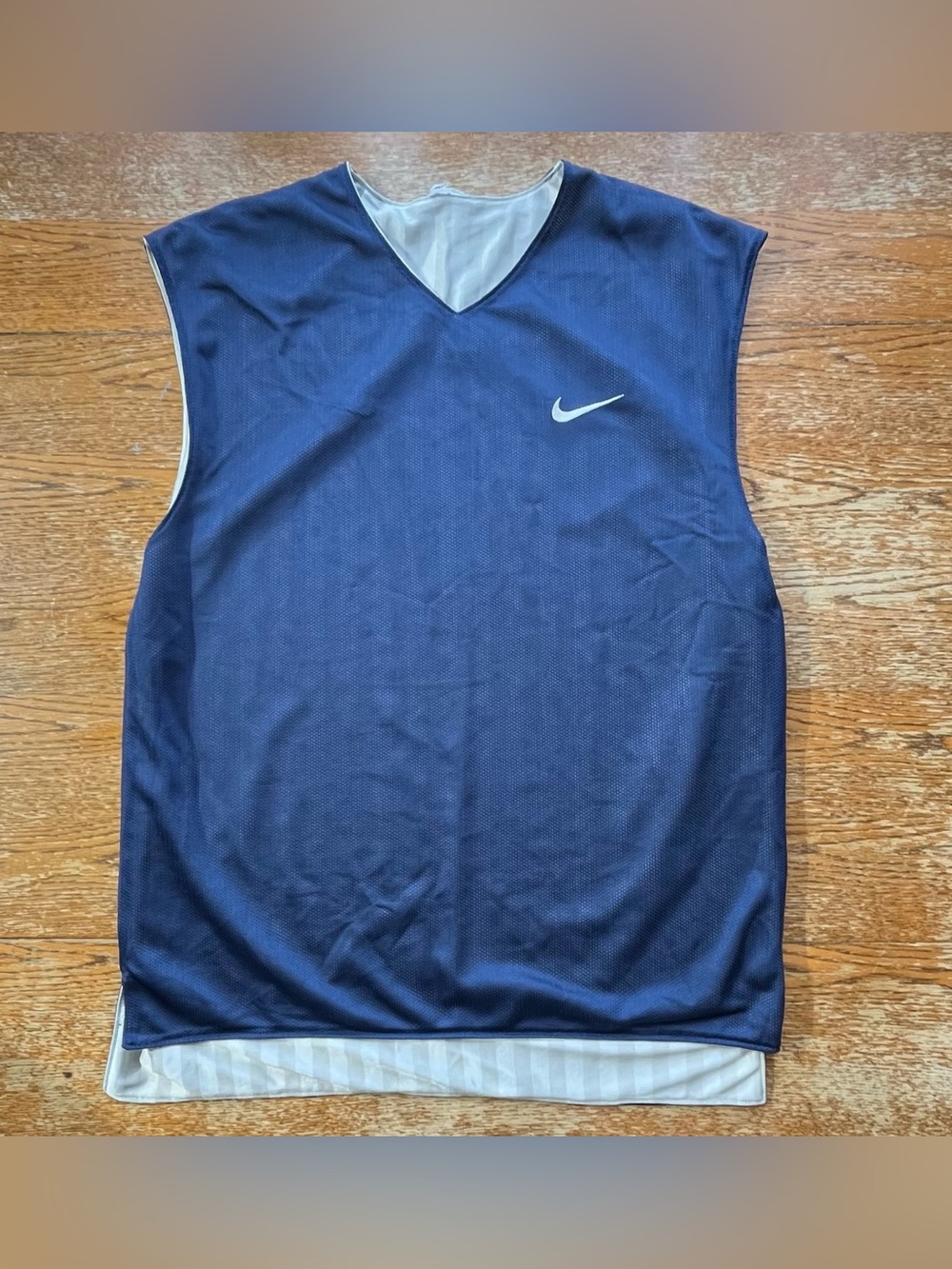 Vintage 90s Nike Basketball Reversible Mesh Sleeveless Navy Blue/White Jersey